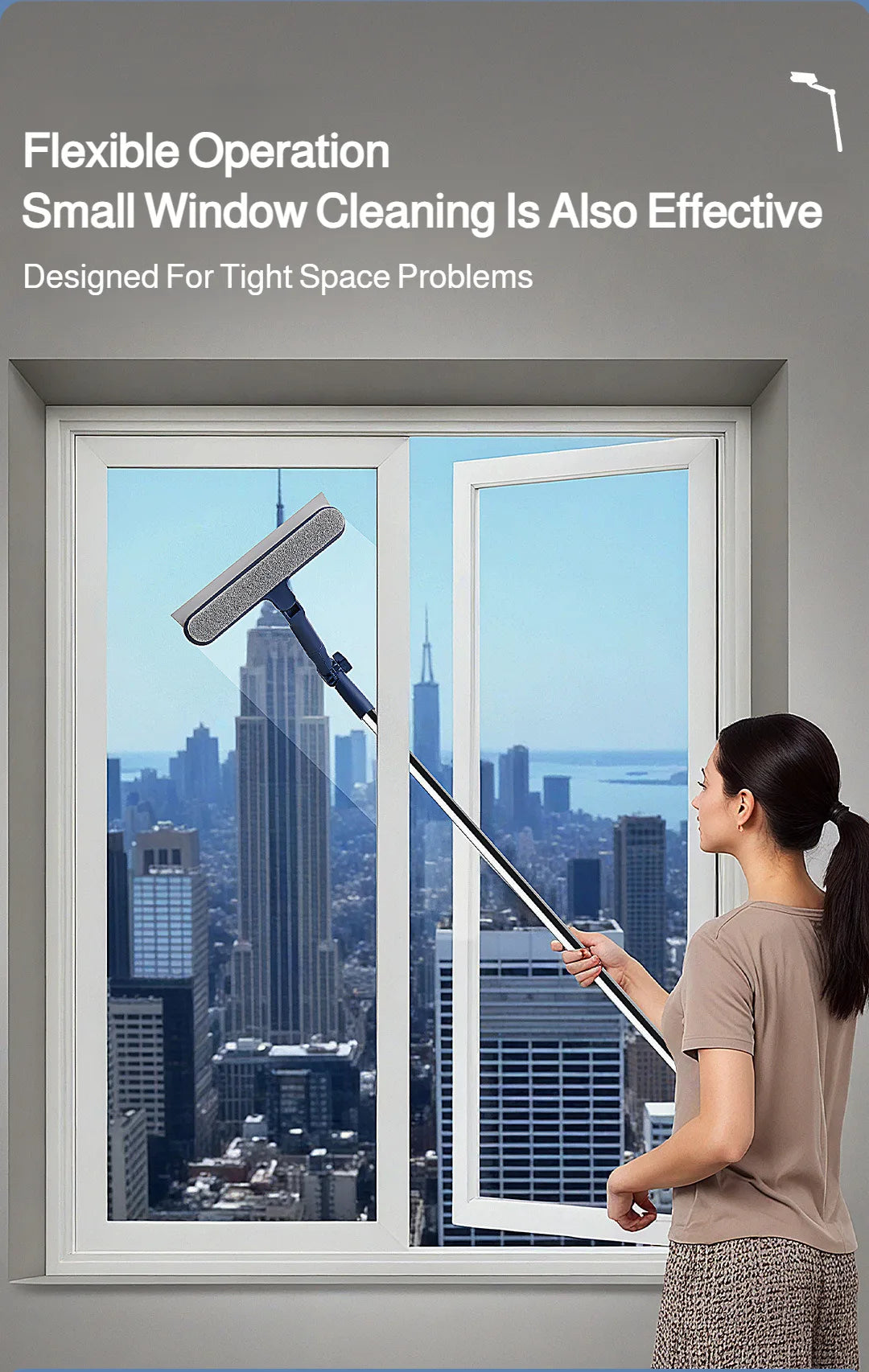 2in1 Fensterreiniger mit drehbarer Bürste und Rakel für Glas und Fliesen-Yabubest - Home & More