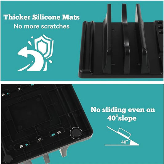 Vertikaler Laptop-Ständer aus ABS Kunststoff platzsparend für Schreibtisch