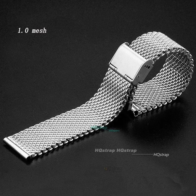 Universelles Milanaise Edelstahlarmband in 18 bis 24mm mit Metallverschluss