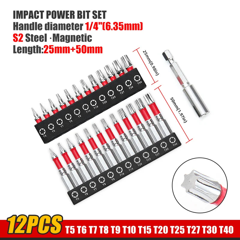 2-Zoll Torx Schraubendreher-Bit-Set, magnetisch, S2 Stahl für Werkstatt - Heim