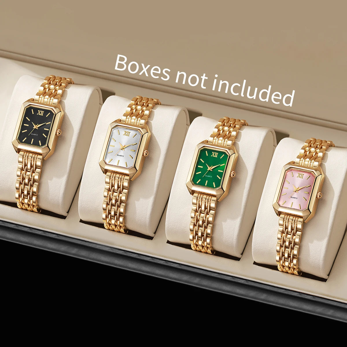 Elegantes Damen Uhr Set mit Quarzuhrwerk und Edelstahlband