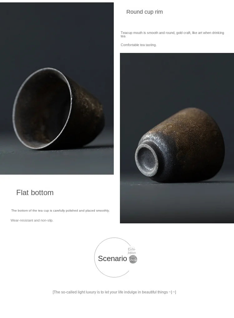 Handgemachte Keramik Teetasse mit Retro Vergoldung