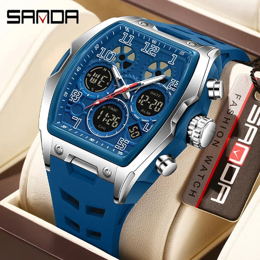 Herren Sportuhr Multifunktional Digital Analog Wasserdicht LED