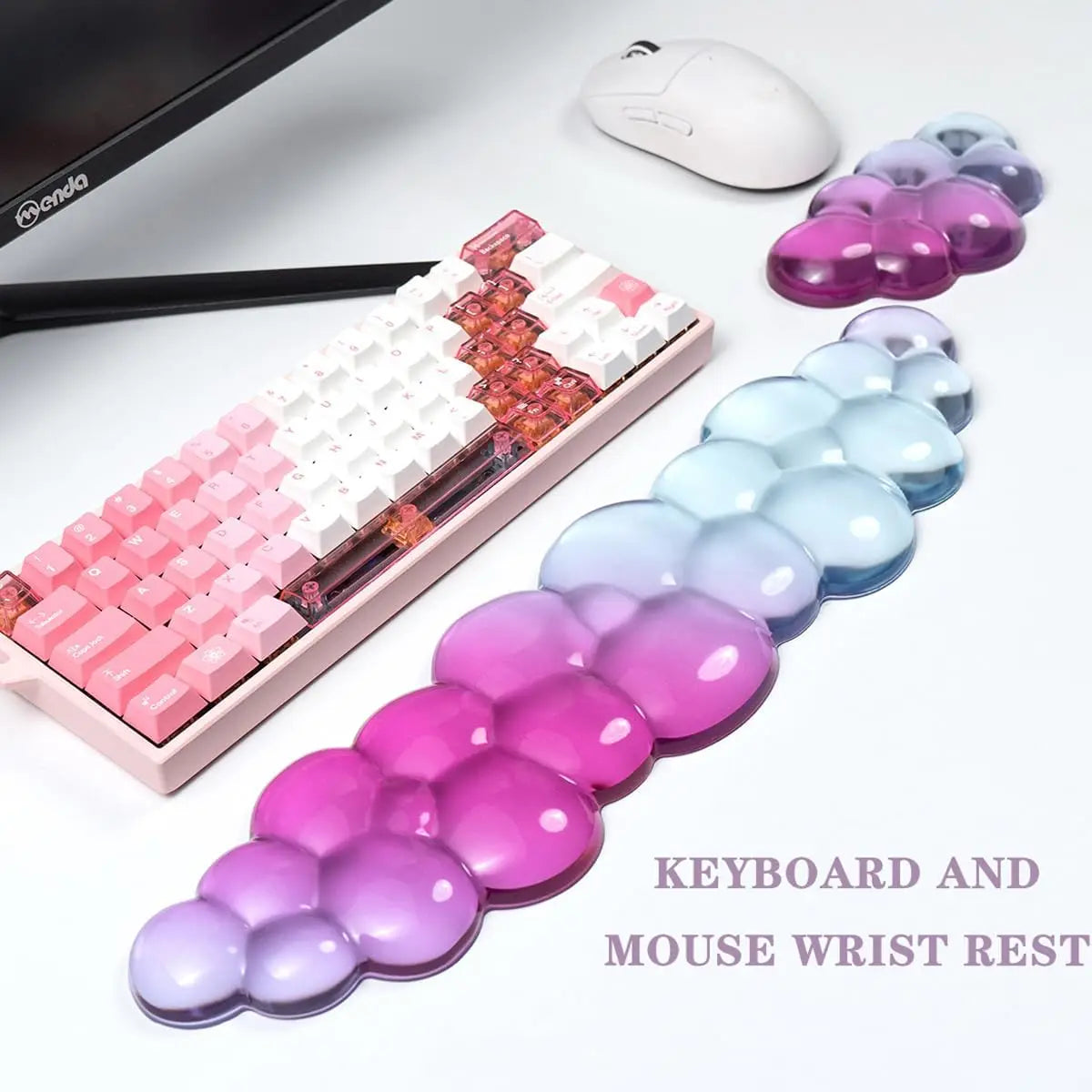 Ergonomisches Cloud Silikongel Tastatur - Maus Handgelenkauflage Set