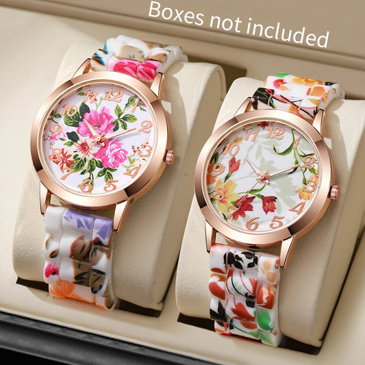 Elegante Damenuhr mit Silikonband und Quarzwerk