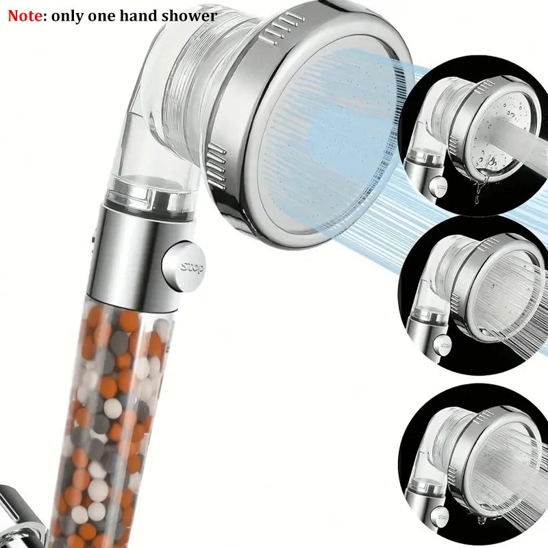 3-Modus Wassersparender Handbrause Kopf mit Negativ-Ionen Filter und Wasserstopp