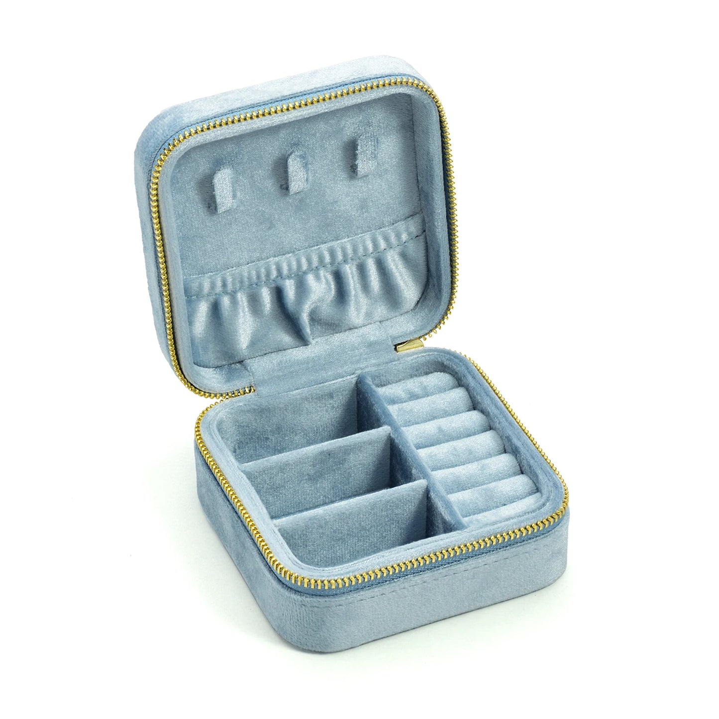 TAIMY Vintage Samt Reise-Schmuckbox Grün mit Spiegel Organizer