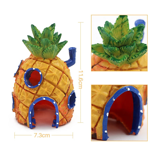 Aquarium Deko Figuren Harz – Ananas Haus Höhle Fass Cartoon Stil