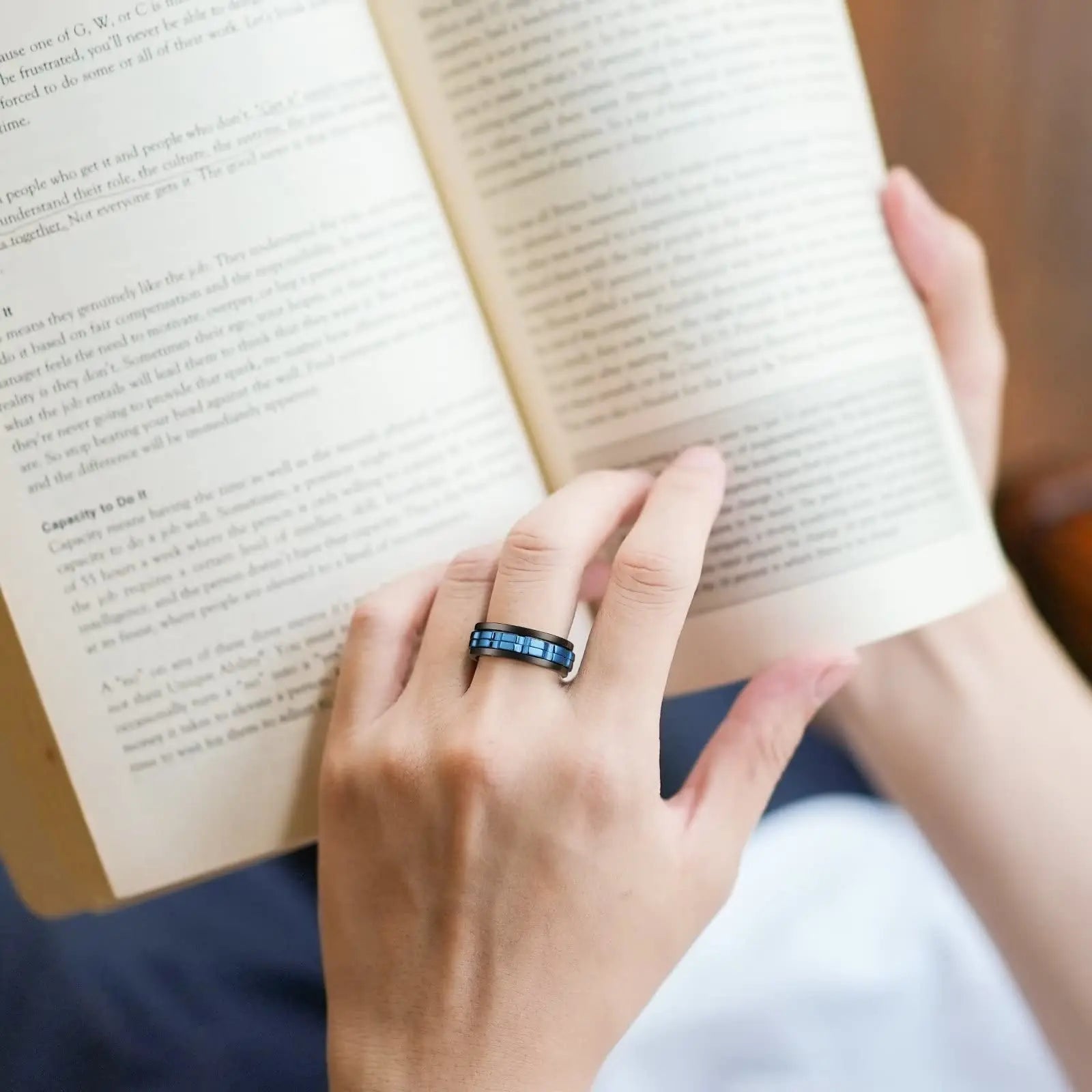 Drehbarer Edelstahl Ring mit Ketten Design für Herren