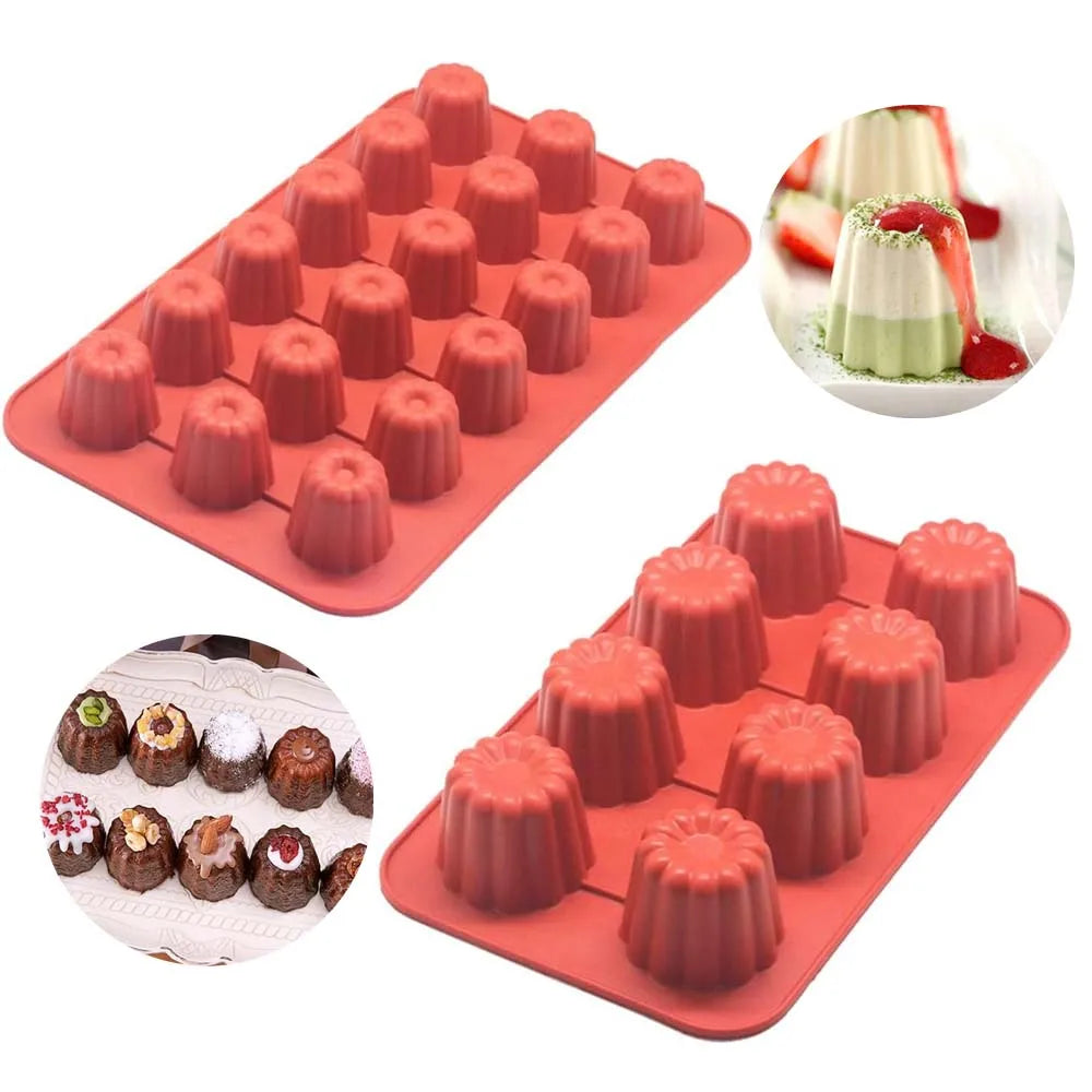 Silikonbackform mit 8 oder 18 Mulden, Antihaft Mini Canele Kaninchen Kuchen