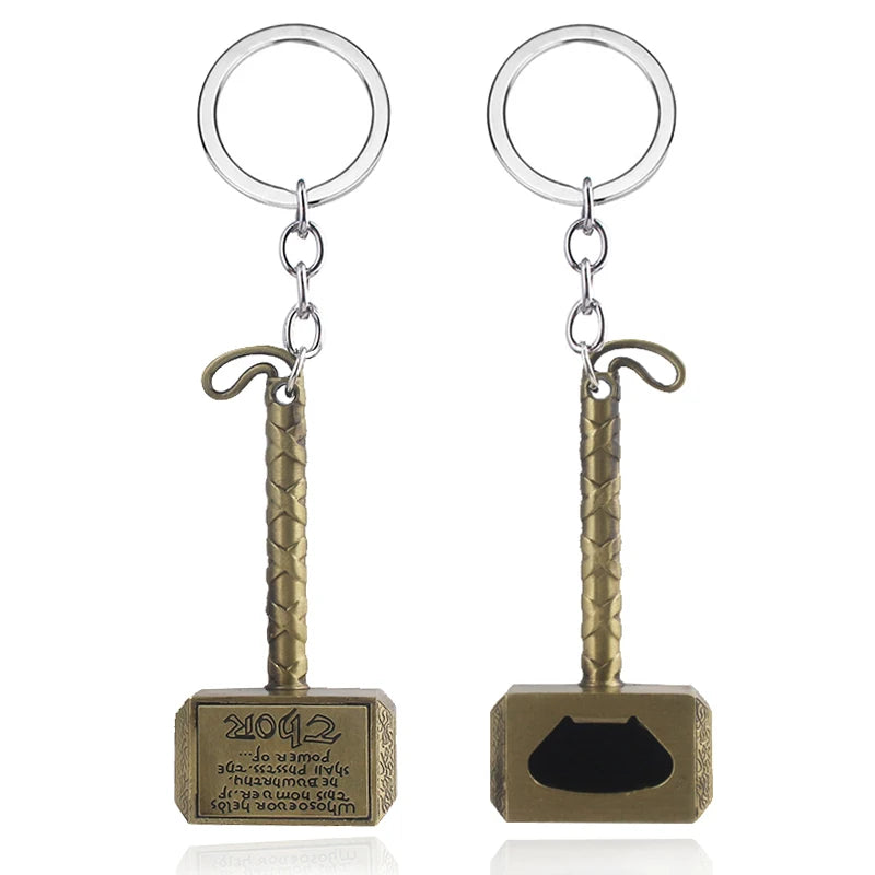 Robuster Thor Hammer Schlüsselanhänger aus silberner Zink-Legierung – stylisches Fan-Accessoire