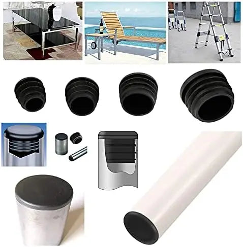 8er Set schwarze runde Kunststoff Endkappen Rohrstopfen für Stuhlbeine