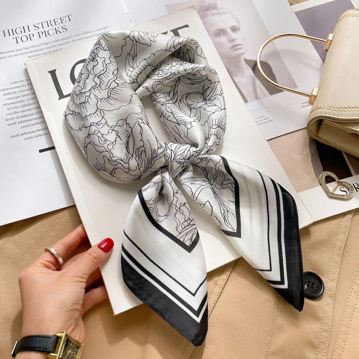 Modischer Hahnentritt Quadratschal für Damen – vielseitig tragbar