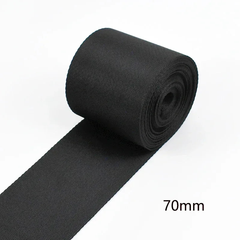 5M Schwarz Nylon Gurtband 10-100mm Rucksack Tasche Nähen DIY Projekte