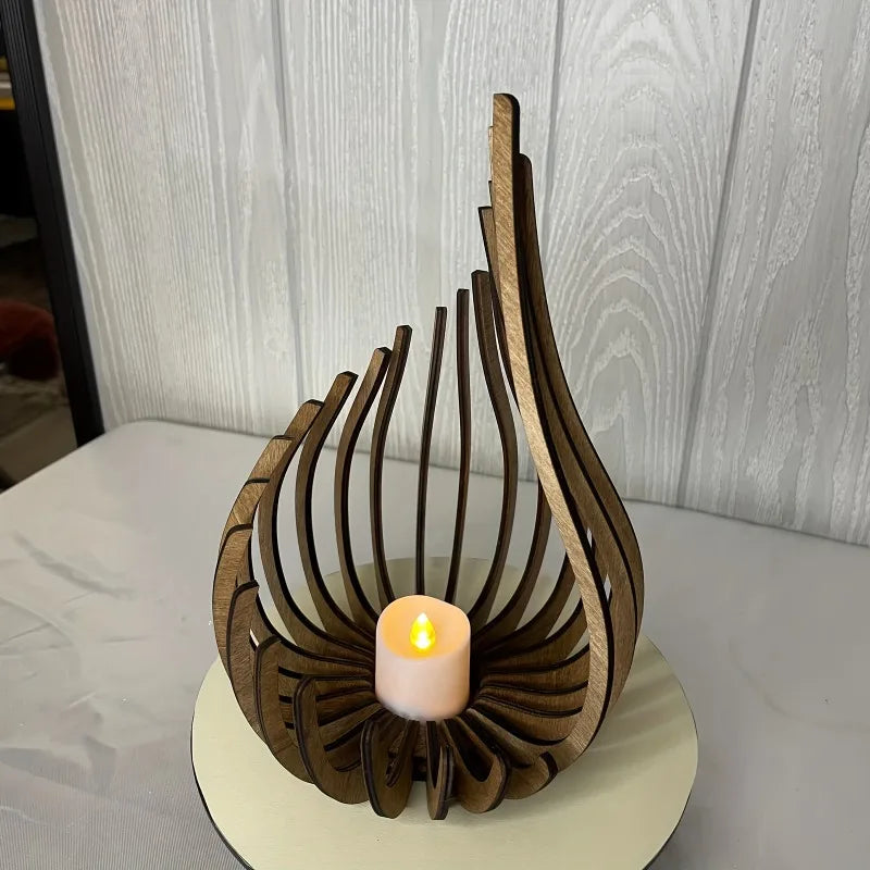 Handgefertigtes 3-teiliges Kerzenhalter-Set aus Holz-Yabubest - Home & More