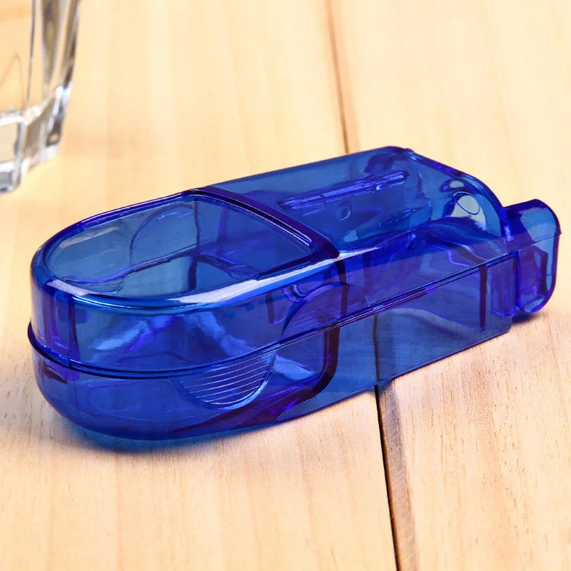 Tragbarer Pillenschneider - Medikamenten Organizer 2-in-1 mit sicherer Aufbewahrung