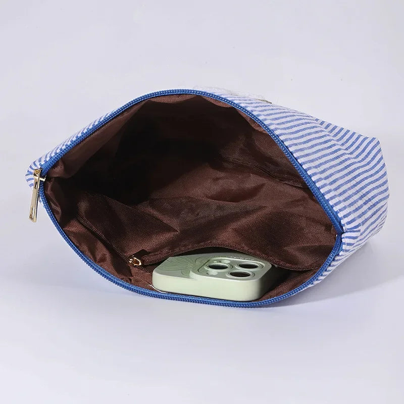 2-teiliges gestreiftes Kosmetiktaschen Set mit großer Kapazität Damen