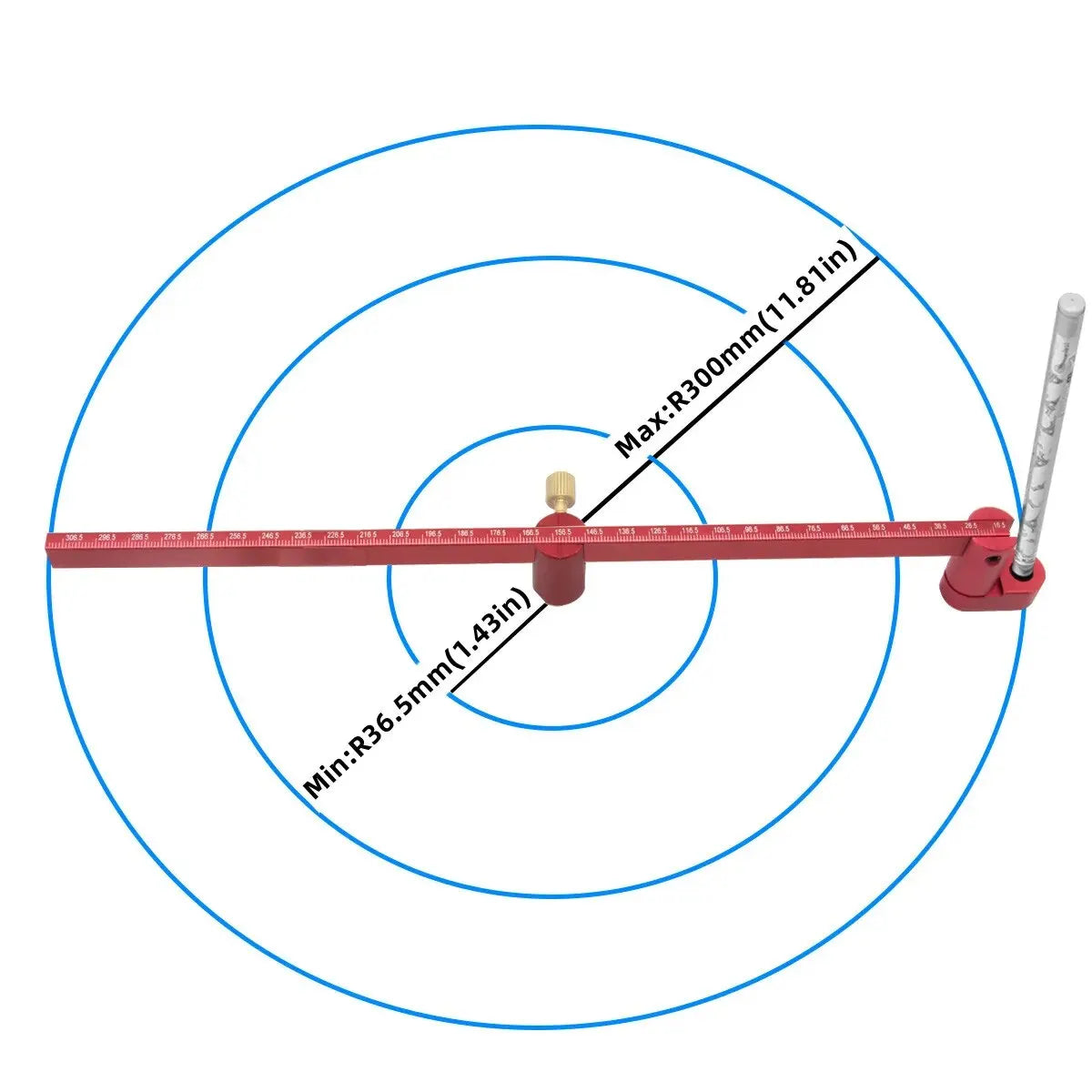 300mm Verstellbares Zeichenkreis Lineal Alu Mittelsucher Holzbearbeitung Präzision