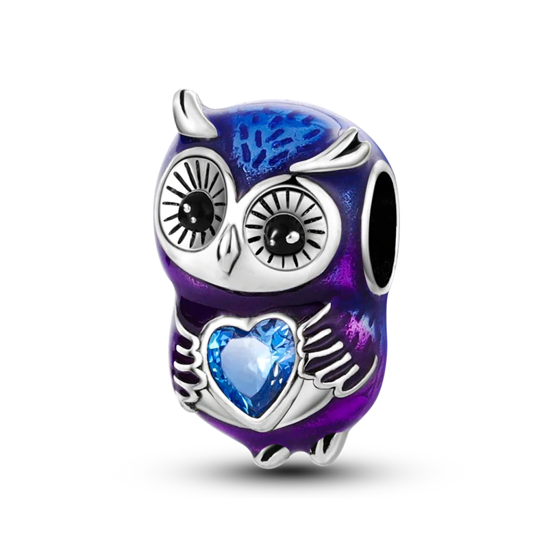 925 Sterling Silber Charm mit rosa Schmetterling - leuchtenden Glühwürmchen