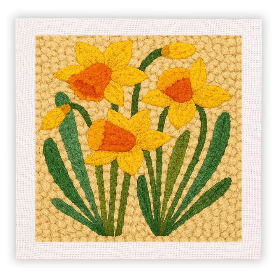 25x25cm Quadratisches Lochnadel-Set für Anfänger mit Rahmen Blumenmuster