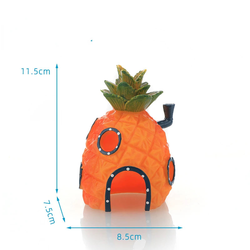6er Aquarium Deko Set Cartoon Figuren Ananas Haus für Fische Garnelen