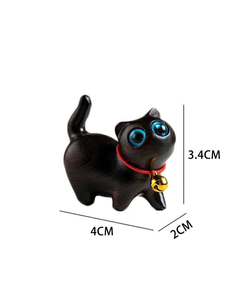 Handgeschnitzte Tierfiguren aus Naturholz – Katze & Hund Miniatur Deko