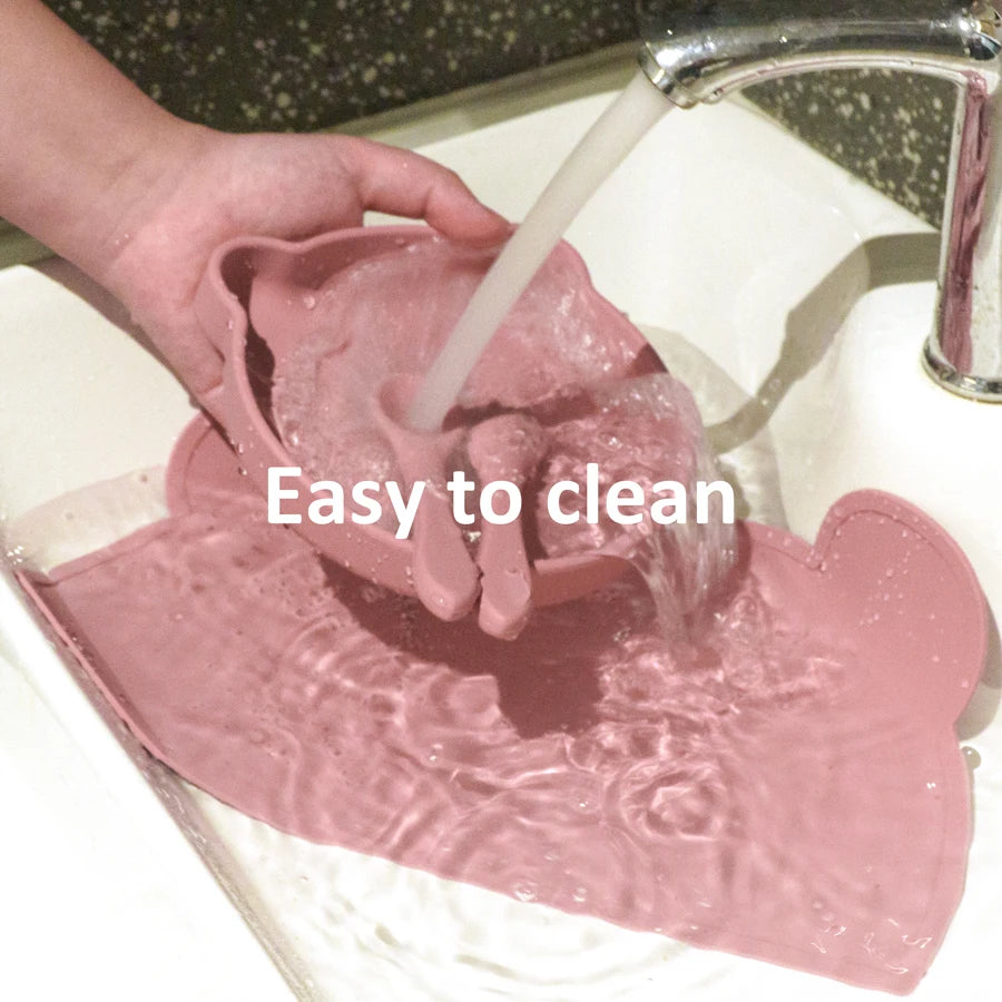 4-teiliges BPA-freies Silikon Kinder Geschirr Set mit Teller Löffel Gabel