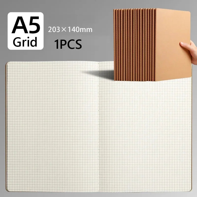A5 Notizbuch Kraftpapier Cover Blank Gitter Gefüttert für Schule Büro