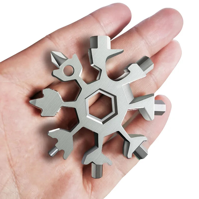 18-in-1 EDC Schneeflocken-Multifunktionsschlüssel aus robustem Stahl kompakt - vielseitig