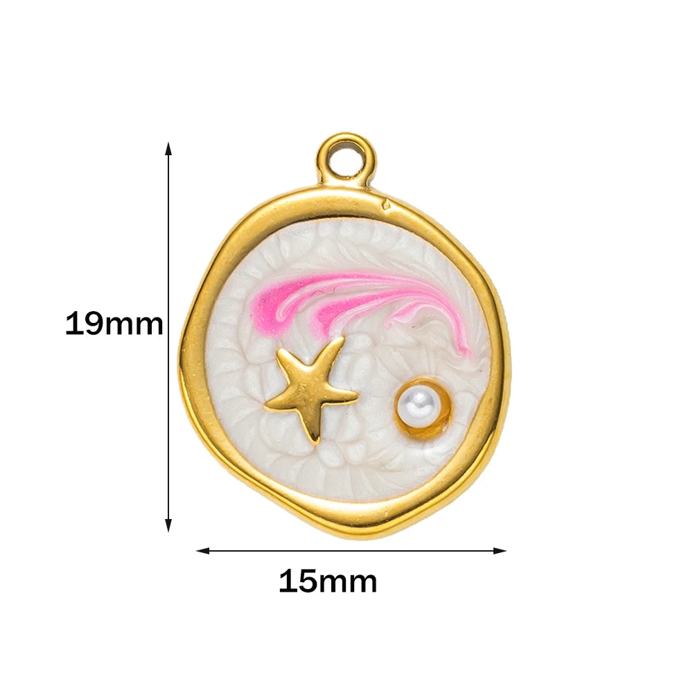 5-teiliges Edelstahl Charms Set Seestern golden für Schmuck DIY
