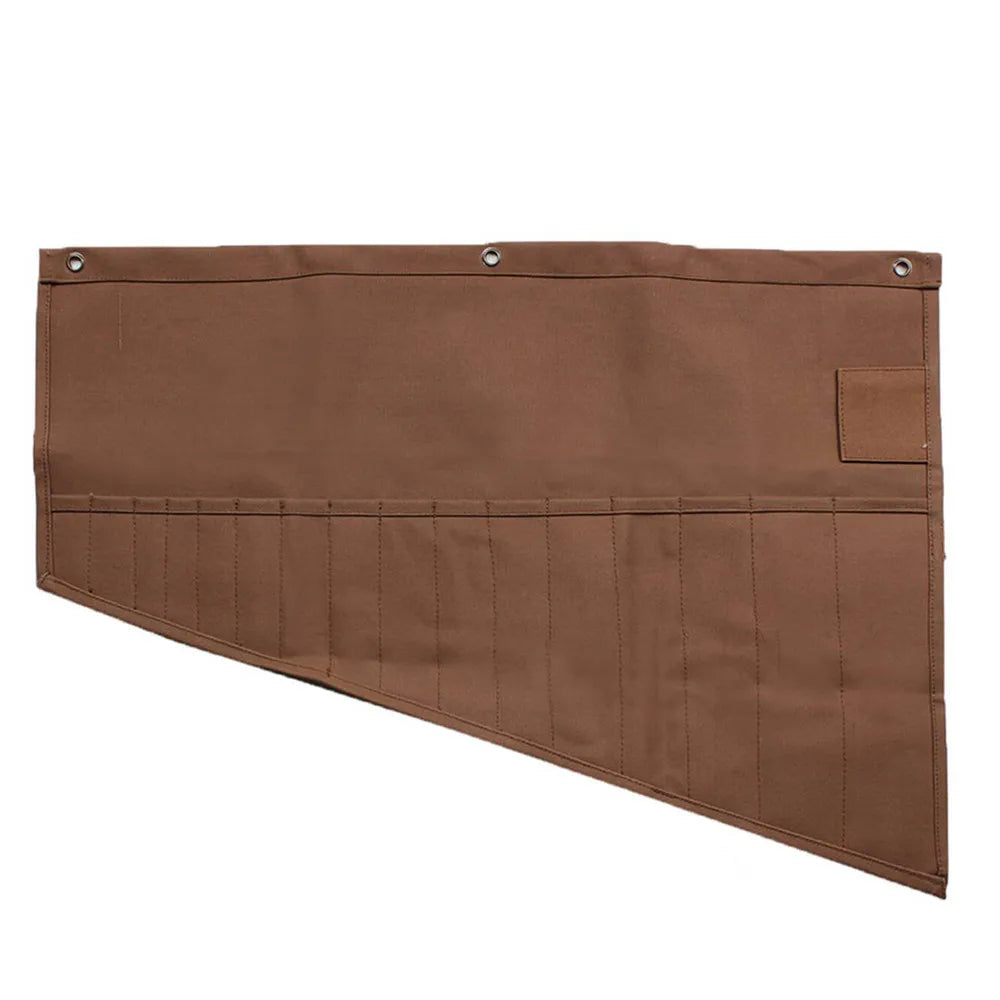 Werkzeugrolltasche aus gewachstem Segeltuch 14 Taschen robust für Elektriker