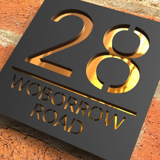 Personalisierte Acryl Hausnummernschilder mit modernen 3D Buchstaben Zahlen