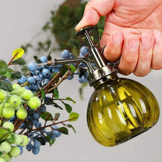 Vintage Glas Gießkanne mit Messing Sprühkopf für Pflanzenpflege