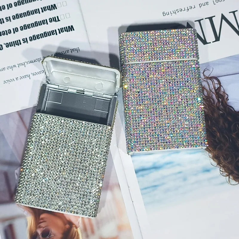 Elegantes personalisiertes Damen Zigarettenetui mit Diamantbesatz