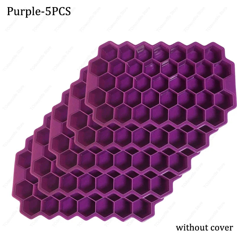 Premium Silikon Eiswürfelformen mit Deckel – Sechseckig, Wiederverwendbar