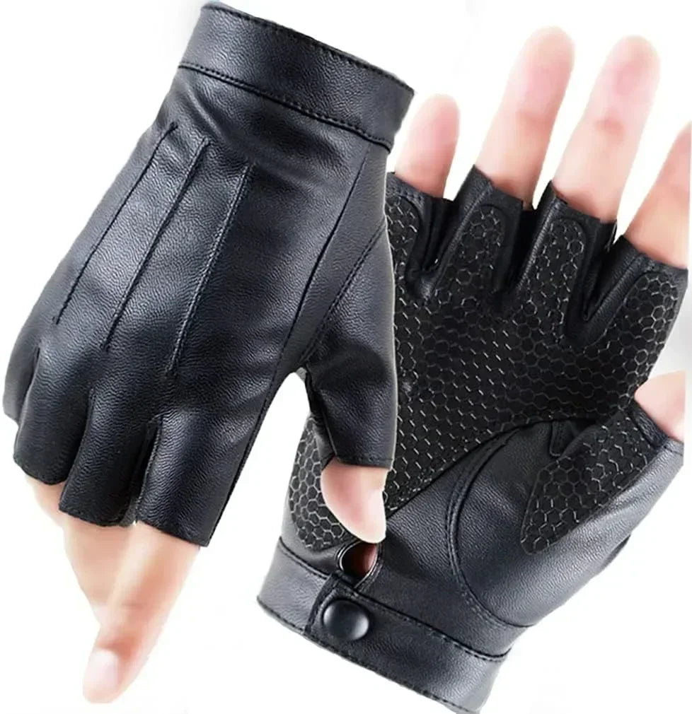 Winddichte fingerlose Fahrhandschuhe PU-Leder warm rutschfest M L XL