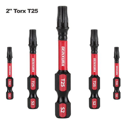 T25 Torx Power Bit Set, magnetisch, S2 Legierter Stahl, 2 Zoll