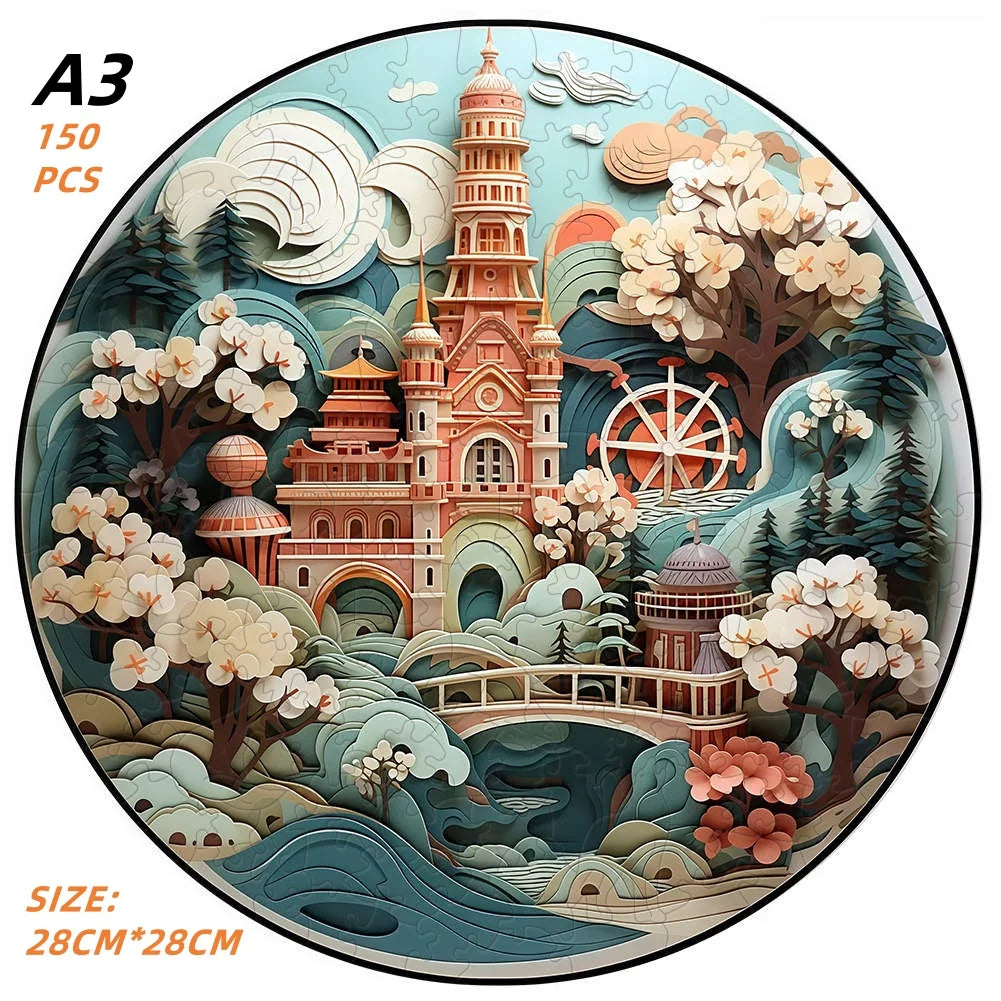 Anspruchsvolles Landschafts Holzpuzzle für Dekoration und Spiel