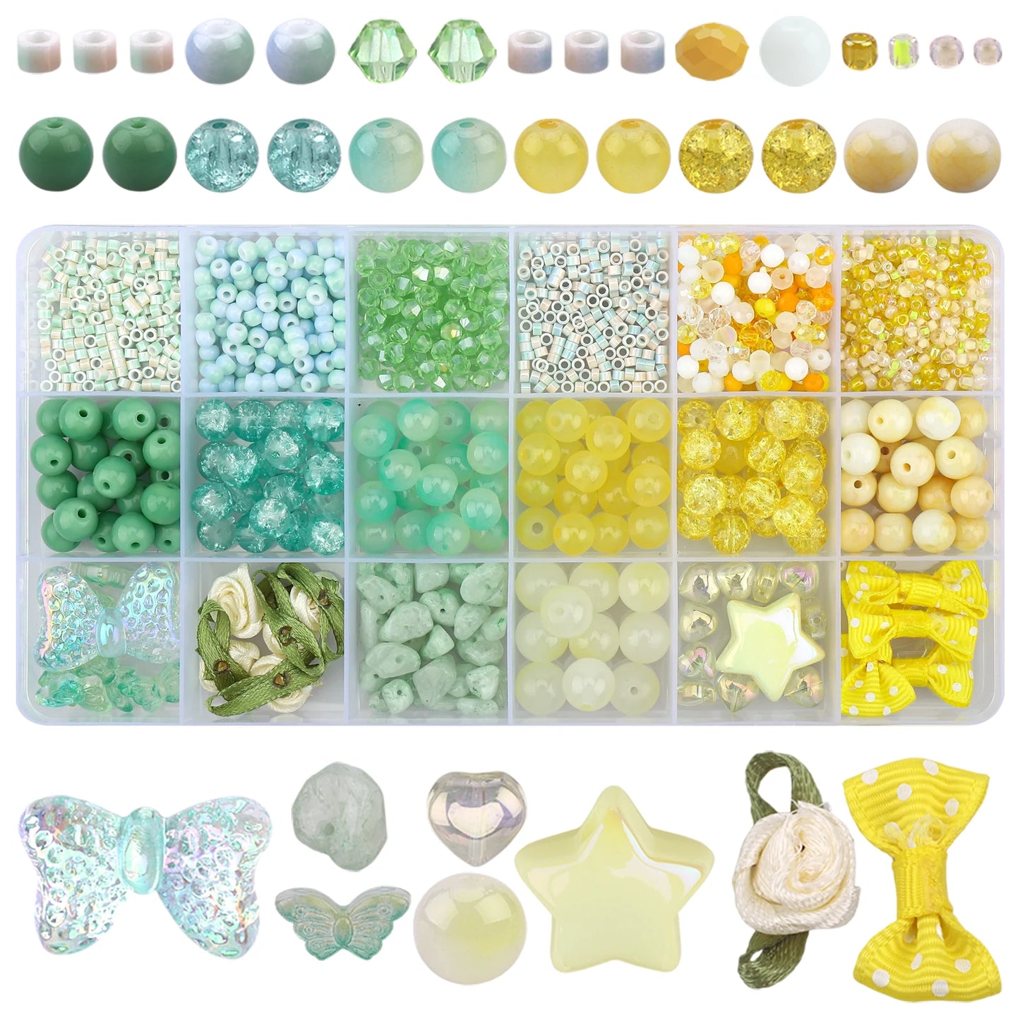 Glasperlen Herzform DIY Schmuck Set für Armband Ohrring Halskette