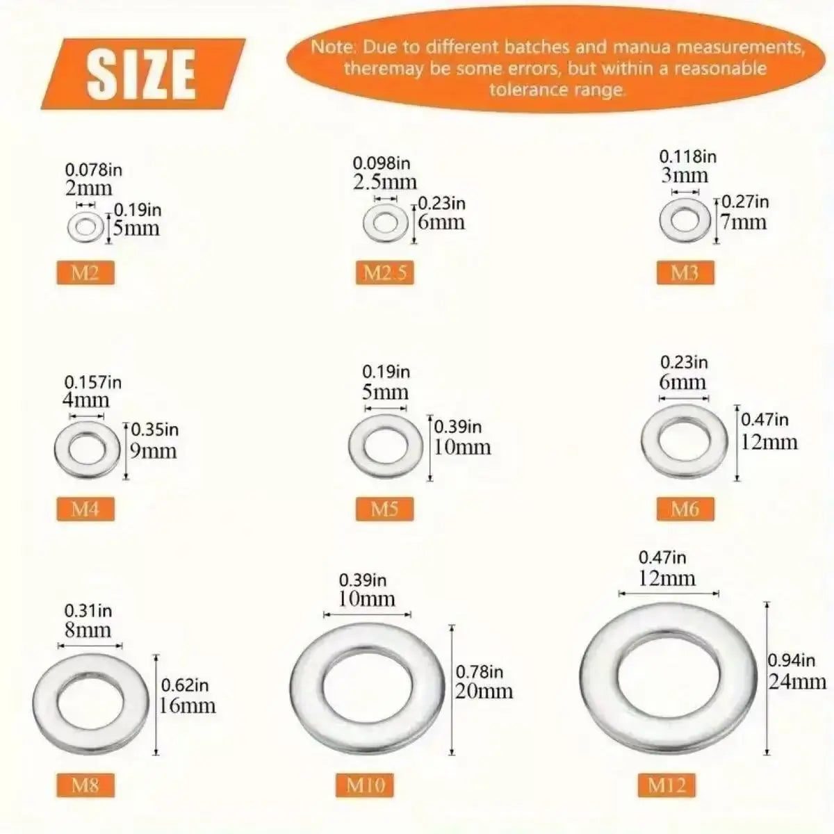 360/580-teiliges Edelstahl Unterlegscheiben Set für Heim und Werkstatt-Yabubest - Home & More