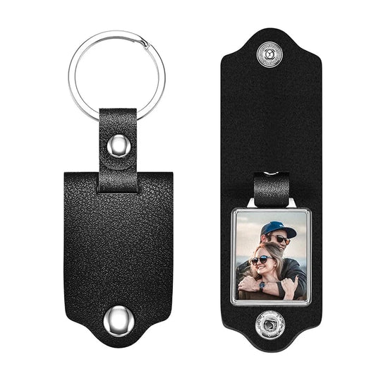 Vintage Leder Foto Schlüsselbund mit O-Schnalle für Familien und Geschenke