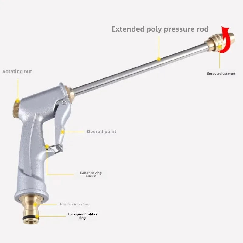 Korrosionsfreie Metall-Wasserpistole mit Verlängerter Düse – Hochdruck für Garten - Auto