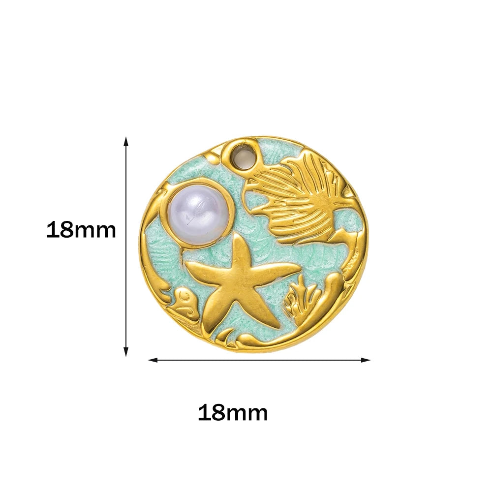 5-teiliges Edelstahl Charms Set Seestern golden für Schmuck DIY