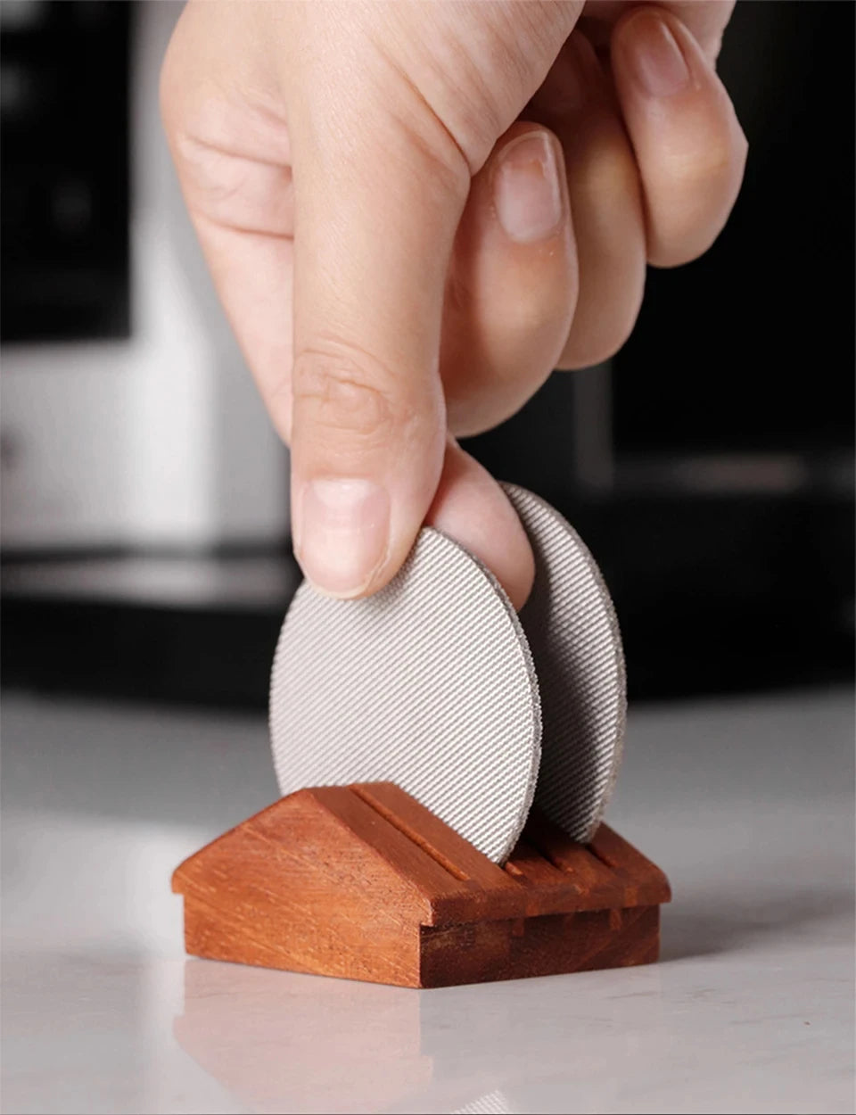 Wiederverwendbarer Holz Kaffeefilterhalter für Espresso Siebträger