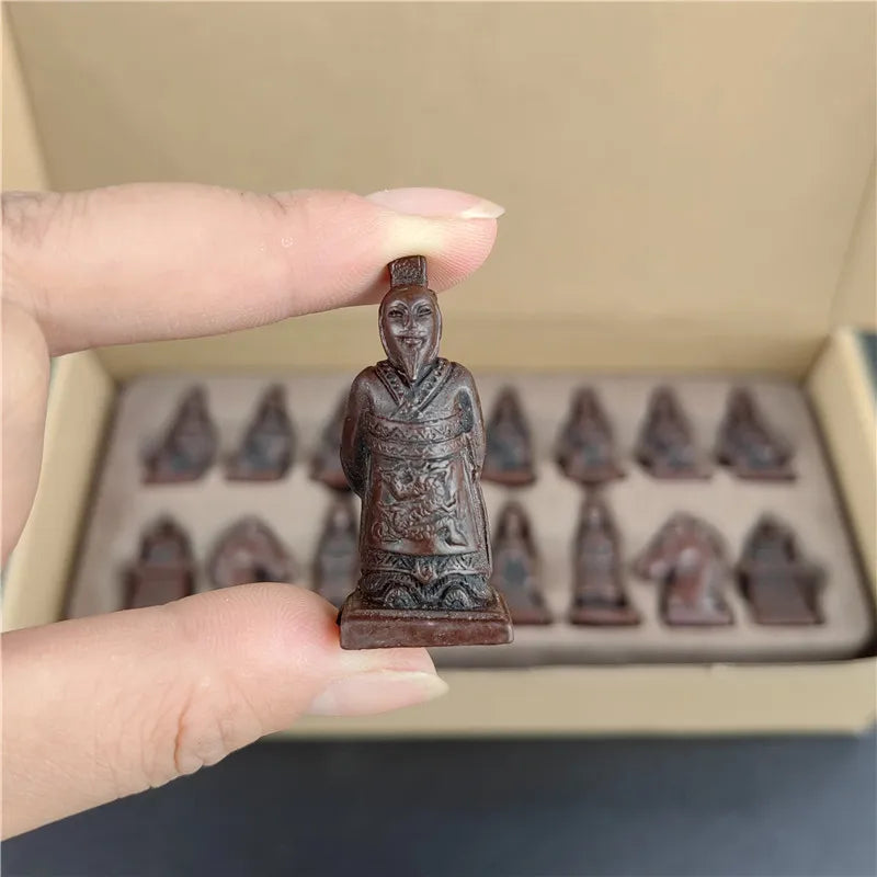 Antikes Schachspiel mit Terrakotta-Krieger Figuren 27cm Schachbrett