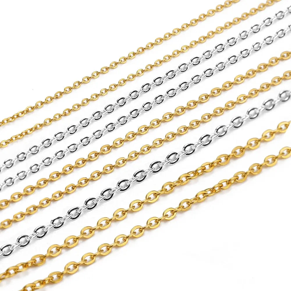 Edelstahlkette 10 Meter für DIY Schmuck 1mm 1.5mm 2mm Gold Silber