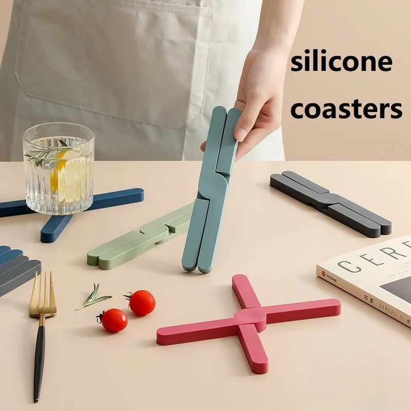 Faltbare rutschfeste Silikon-Untersetzer für heiße Töpfe und Pfannen