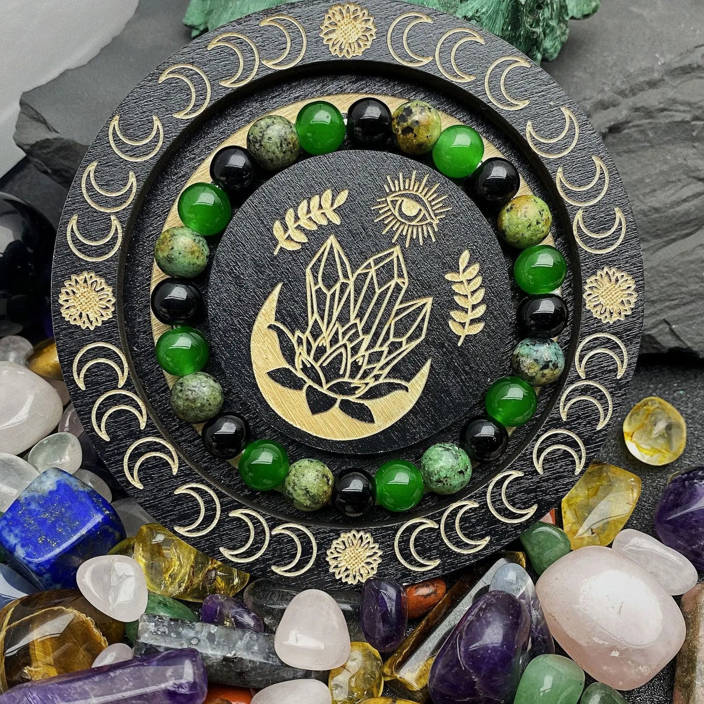 Elastisches 8mm Perlenarmband in Grün für Herren modisches Seilarmband