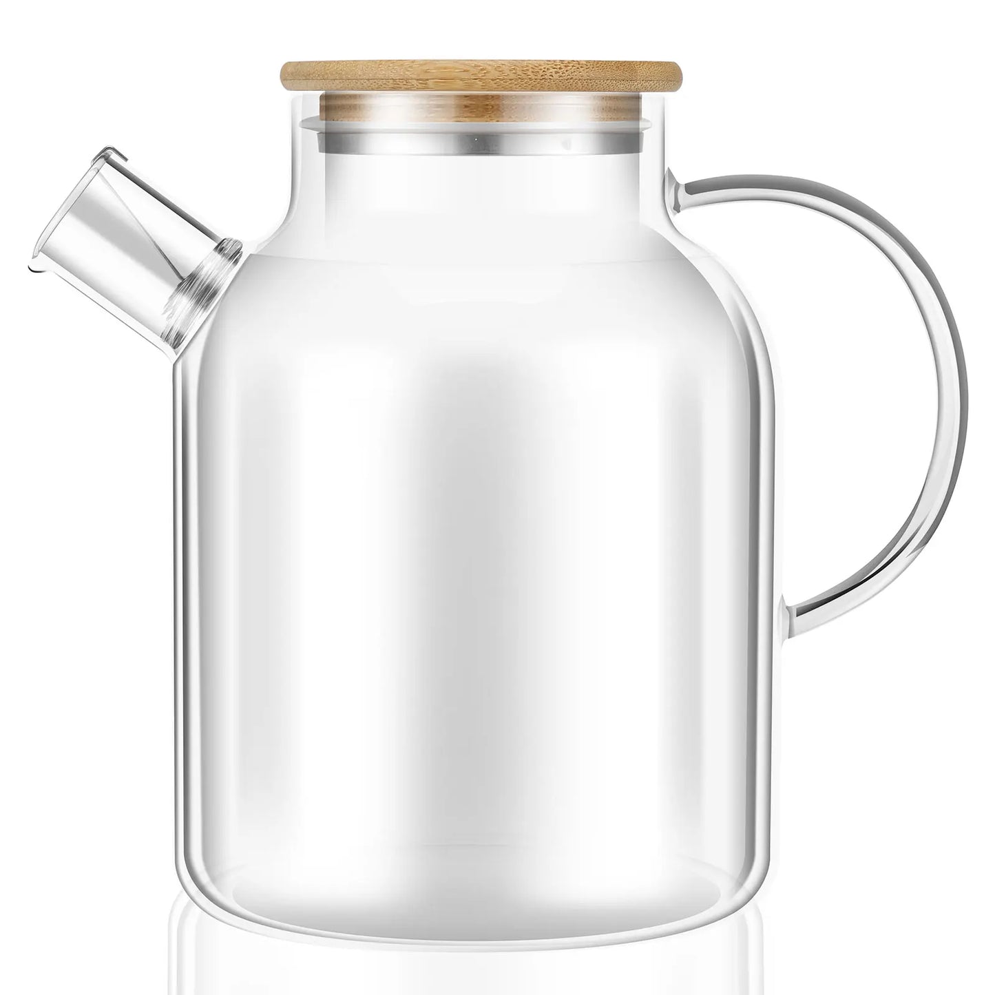 Multifunktionaler Glaskrug mit Bambusdeckel und Griff 1800ml