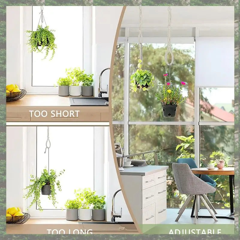 Makramee Pflanzenaufhänger 4er Set mit Verlängerungsseilen Beige